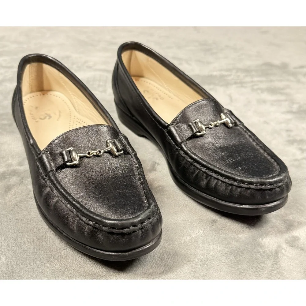 SAS Shoes Womens Size 7N Black‎ Leather Loafers Slip On Tripad Comfort Walking
